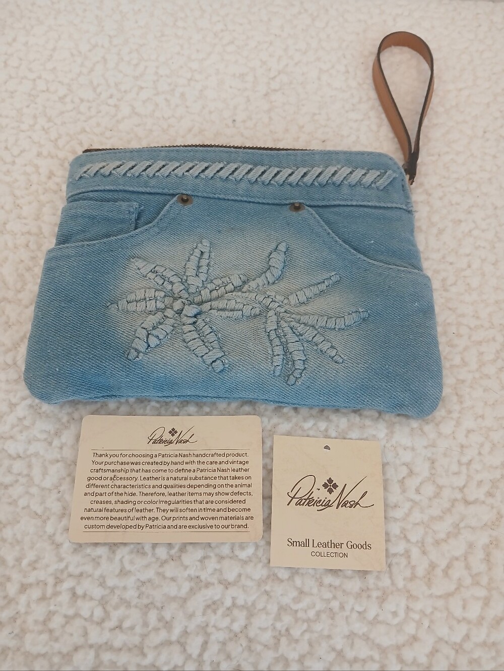 Patricia Nash Light Denim Lacing Rosley Wristlet